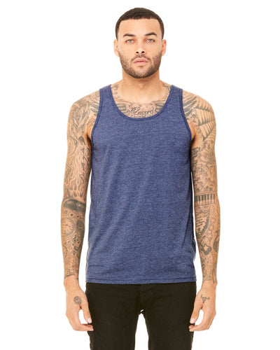 Bella+Canvas Unisex Heather CVC Tank 3480CVC | Heather Navy - Front