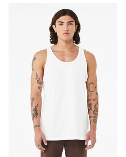 Bella+Canvas Unisex Heather CVC Tank 3480CVC | Solid Wht Blend - Front