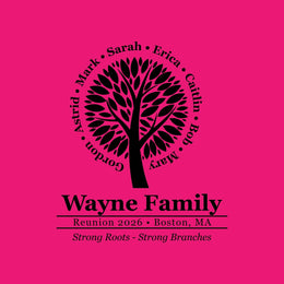 Stylized family tree reunion t-shirt