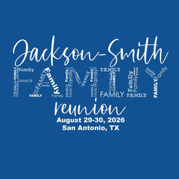 Family stylized font reunion t-shirt design