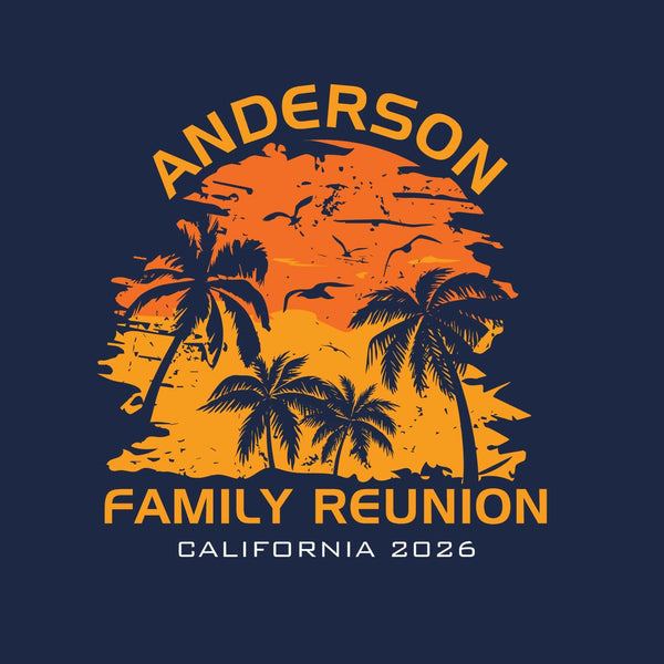 Palm Sunset Family Reunion T-Shirt Design R3-6