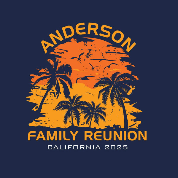 Palm Sunset Family Reunion T-Shirt Design R3-6