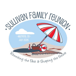 Beach scene family reunion t-shirt design