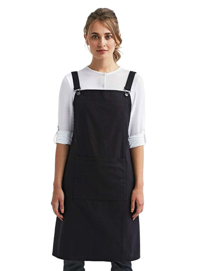Artisan Collection Cross Back Barista Bib Apron in Black
