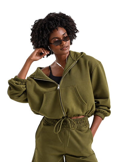 Tri-Dri Women's Maria Full-Zip Hooded Sweatshirt in Olive