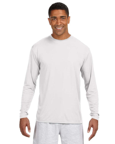A4 Men's Cooling Performance Long Sleeve T-Shirt N3165 | White - Front