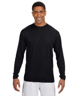 A4 Men's Cooling Performance Long Sleeve T-Shirt N3165 | Black - Front