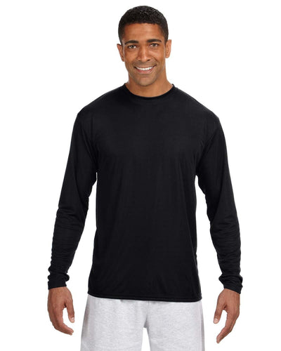 A4 Men's Cooling Performance Long Sleeve T-Shirt N3165 | Black - Front