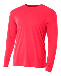 A4 Men's Cooling Performance Long Sleeve T-Shirt N3165 | Coral - Front