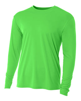 A4 Men's Cooling Performance Long Sleeve T-Shirt N3165 | Safety Green - Front