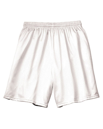 A4 Adult Seven Inch Inseam Mesh Shorts N5293 | White - Front