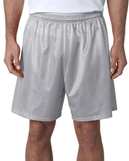 A4 Adult Seven Inch Inseam Mesh Shorts N5293 | Silver - Front