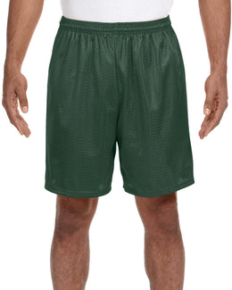 A4 Adult Seven Inch Inseam Mesh Shorts N5293 | Forest Green - Front