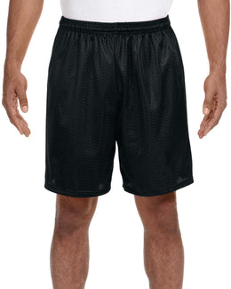 A4 Adult Seven Inch Inseam Mesh Shorts N5293 | Black - Front
