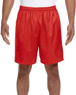 A4 Adult Seven Inch Inseam Mesh Shorts N5293 | Scarlet - Front