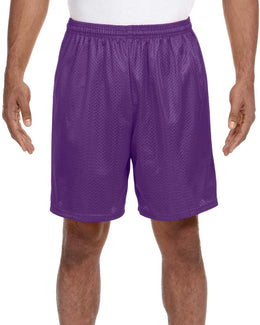 A4 Adult Seven Inch Inseam Mesh Shorts N5293 | Purple - Front