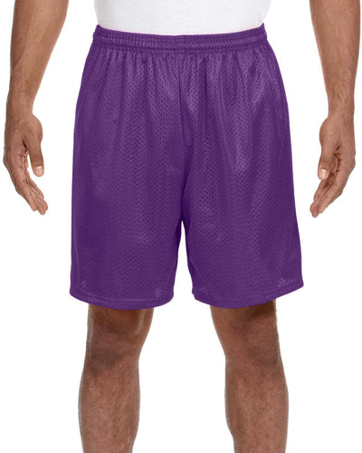 A4 Adult Seven Inch Inseam Mesh Shorts N5293 | Purple - Front