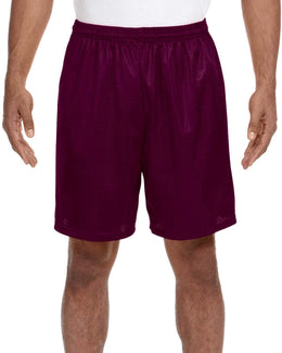 A4 Adult Seven Inch Inseam Mesh Shorts N5293 | Maroon - Front