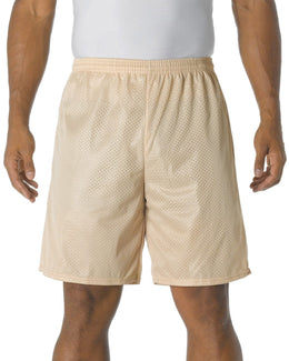 A4 Adult Nine Inch Inseam Mesh Shorts N5296 | Vegas Gold - Front