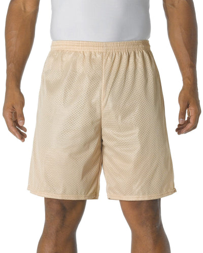 A4 Adult Nine Inch Inseam Mesh Shorts N5296 | Vegas Gold - Front