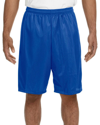 A4 Adult Nine Inch Inseam Mesh Shorts N5296 | Royal - Front