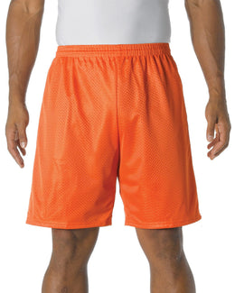A4 Adult Nine Inch Inseam Mesh Shorts N5296 | Athletic Orange - Front