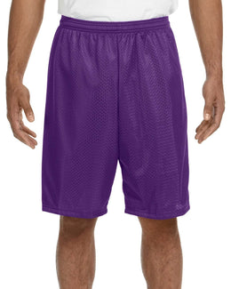 A4 Adult Nine Inch Inseam Mesh Shorts N5296 | Purple - Front
