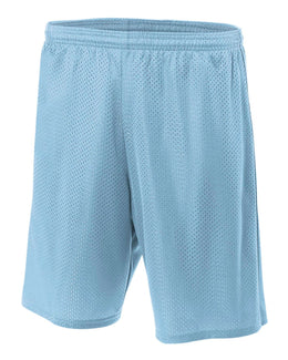 A4 Adult Nine Inch Inseam Mesh Shorts N5296 | Light Blue - Front
