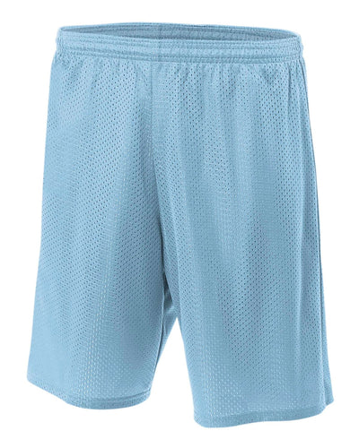 A4 Adult Nine Inch Inseam Mesh Shorts N5296 | Light Blue - Front