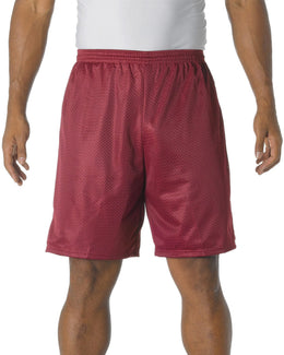 A4 Adult Nine Inch Inseam Mesh Shorts N5296 | Cardinal - Front