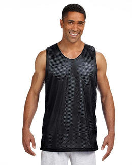 A4 Men's Reversible Mesh Tank NF1270 | Black/ White - Front