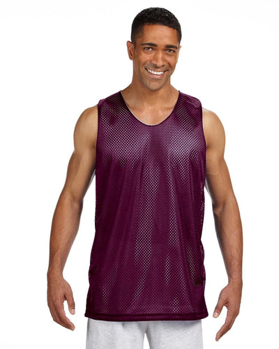 A4 Men's Reversible Mesh Tank NF1270 | Maroon/ White - Front