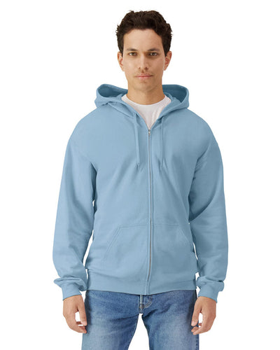 Gildan Softstyle Fleece Full-Zip Hooded Sweatshirt SF600 | Stone Blue - Front