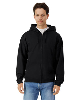 Gildan Softstyle Fleece Full-Zip Hooded Sweatshirt SF600 | Black - Front