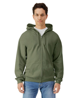 Gildan Softstyle Fleece Full-Zip Hooded Sweatshirt SF600 | Military Green - Front