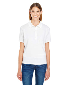 Hanes Ladies X-Temp Pique Polo Shirt with Fresh IQ 035P | White - Front