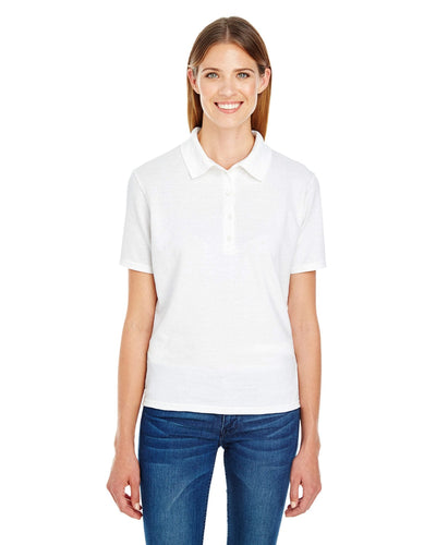 Hanes Ladies X-Temp Pique Polo Shirt with Fresh IQ 035P | White - Front