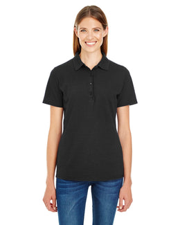 Hanes Ladies X-Temp Pique Polo Shirt with Fresh IQ 035P | Black - Front