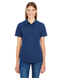 Hanes Ladies X-Temp Pique Polo Shirt with Fresh IQ 035P | Navy - Front