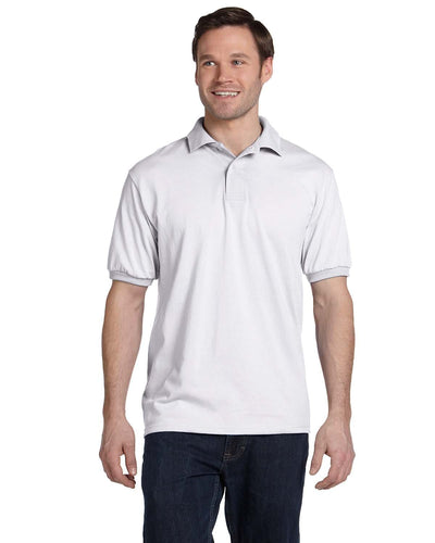 Hanes Jersey Knit Polo Shirt 054 | White - Front