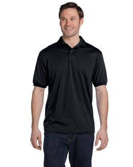 Hanes Jersey Knit Polo Shirt 054 | Black - Front