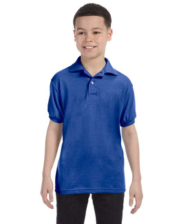Hanes Youth Jersey Knit Polo Shirt 054Y | Deep Royal - Front