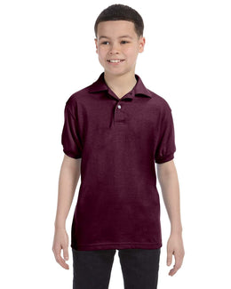Hanes Youth Jersey Knit Polo Shirt 054Y | Maroon - Front