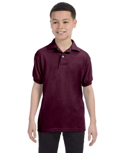Hanes Youth Jersey Knit Polo Shirt 054Y | Maroon - Front