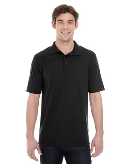 Hanes Mens X-Temp Pique Polo Shirt with Fresh IQ 055P | Black - Front