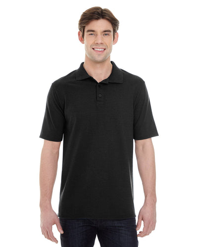 Hanes Mens X-Temp Pique Polo Shirt with Fresh IQ 055P | Black - Front