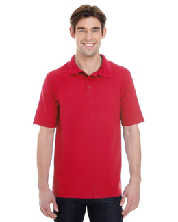Hanes Mens X-Temp Pique Polo Shirt with Fresh IQ 055P | Deep Red - Front