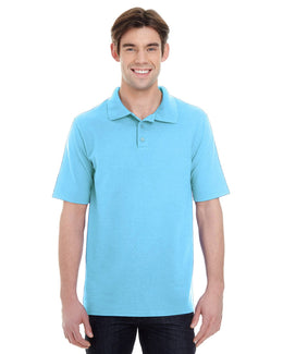 Hanes Mens X-Temp Pique Polo Shirt with Fresh IQ 055P | Blue Horizon - Front