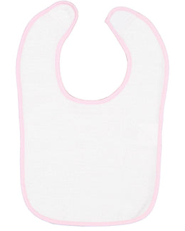 Rabbit Skins Snap Bib 1003 | White/ Pink - Front