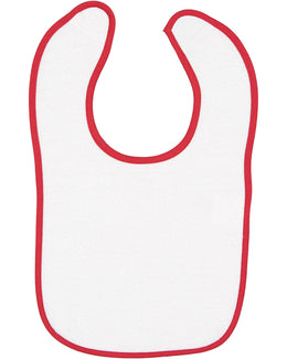 Rabbit Skins Snap Bib 1003 | White/ Red - Front